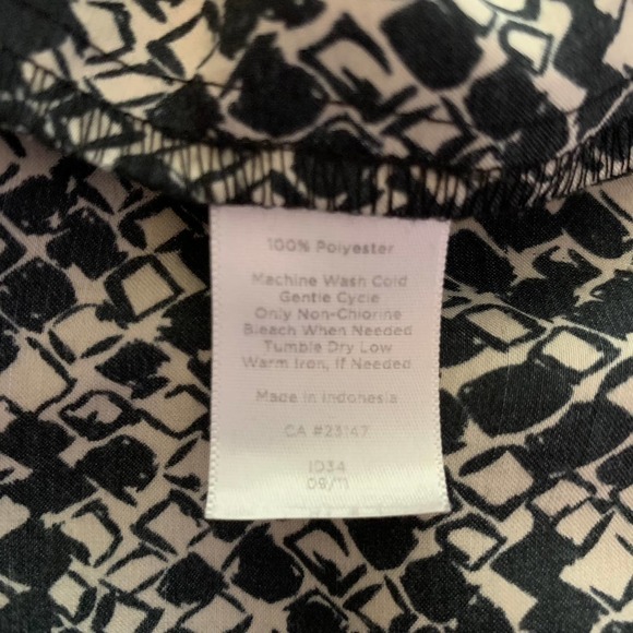 TALBOTS Black & White Diamond Print Peasant Top Blouse‎ - Picture 10 of 11